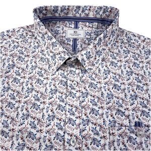 7 Diamonds 4-Way Stretch Shirt Mens 3XL White Floral Short Sleeve Button Up